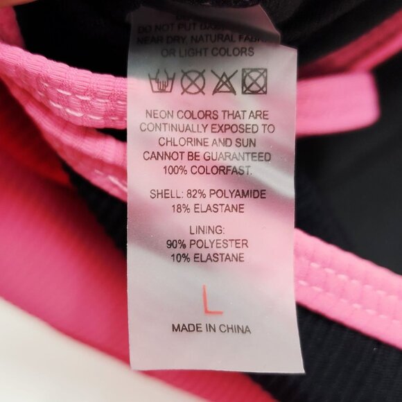 Womens Colorblock Bikini Set Size L  Black & Pink Swimsuit Adjustable - Picture 4 of 5
